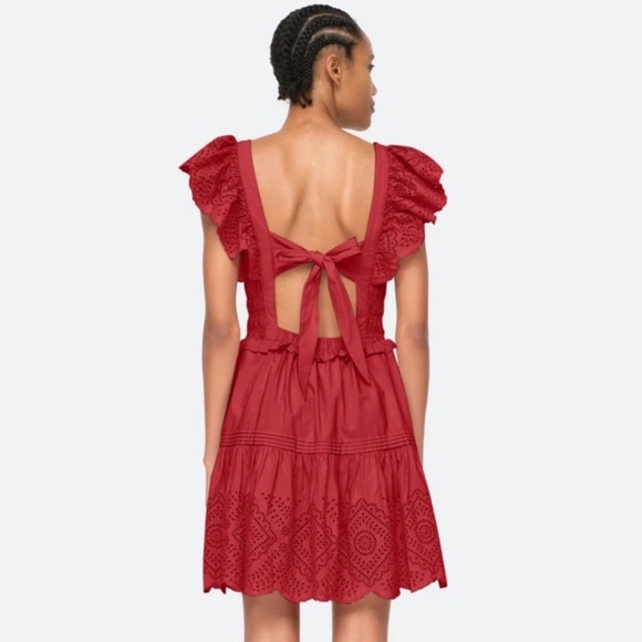 Sea New York Vienne Eyelet Mini Dress NWT Small Red - Picture 4 of 9